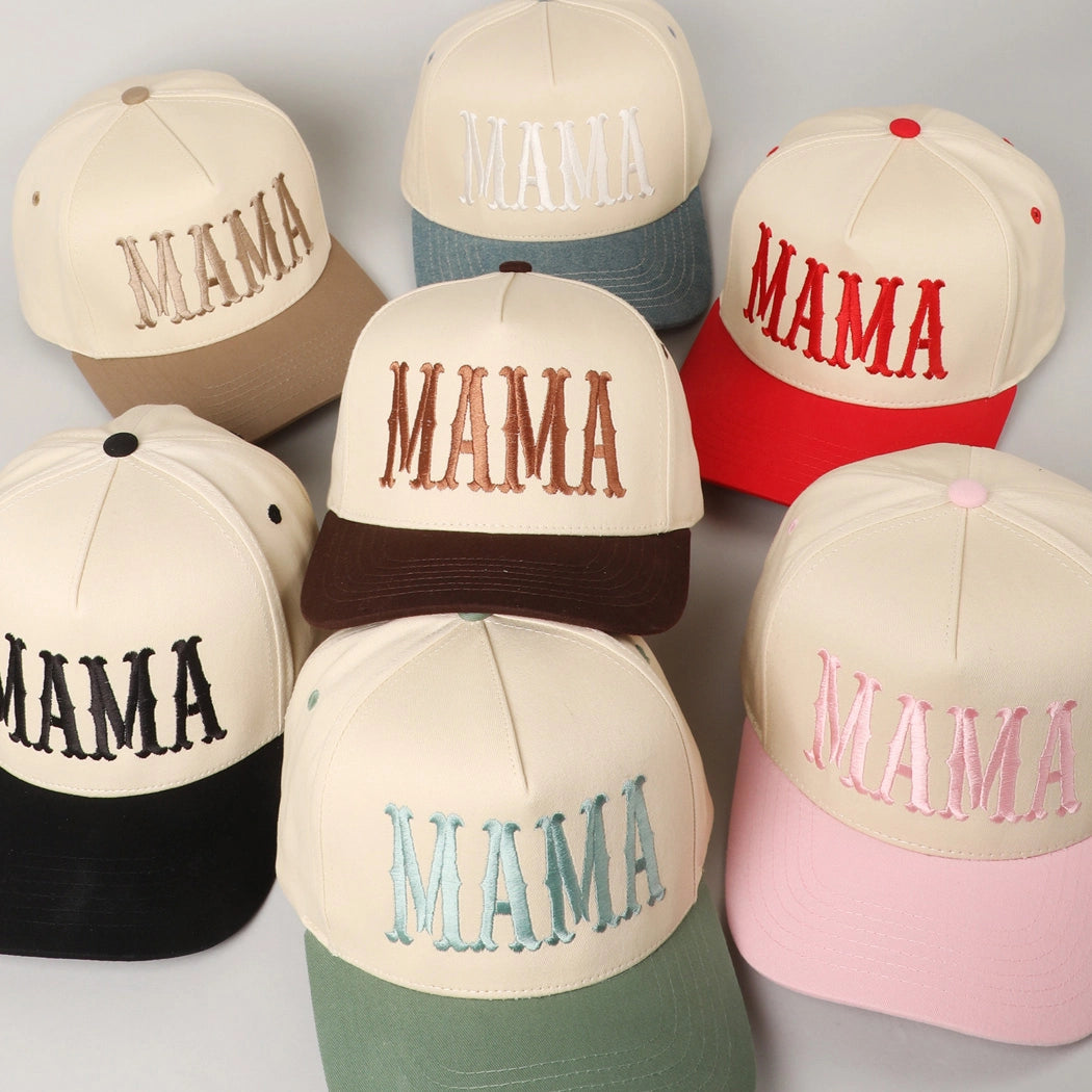 Mama Typographic Design Embroidery Baseball Cap