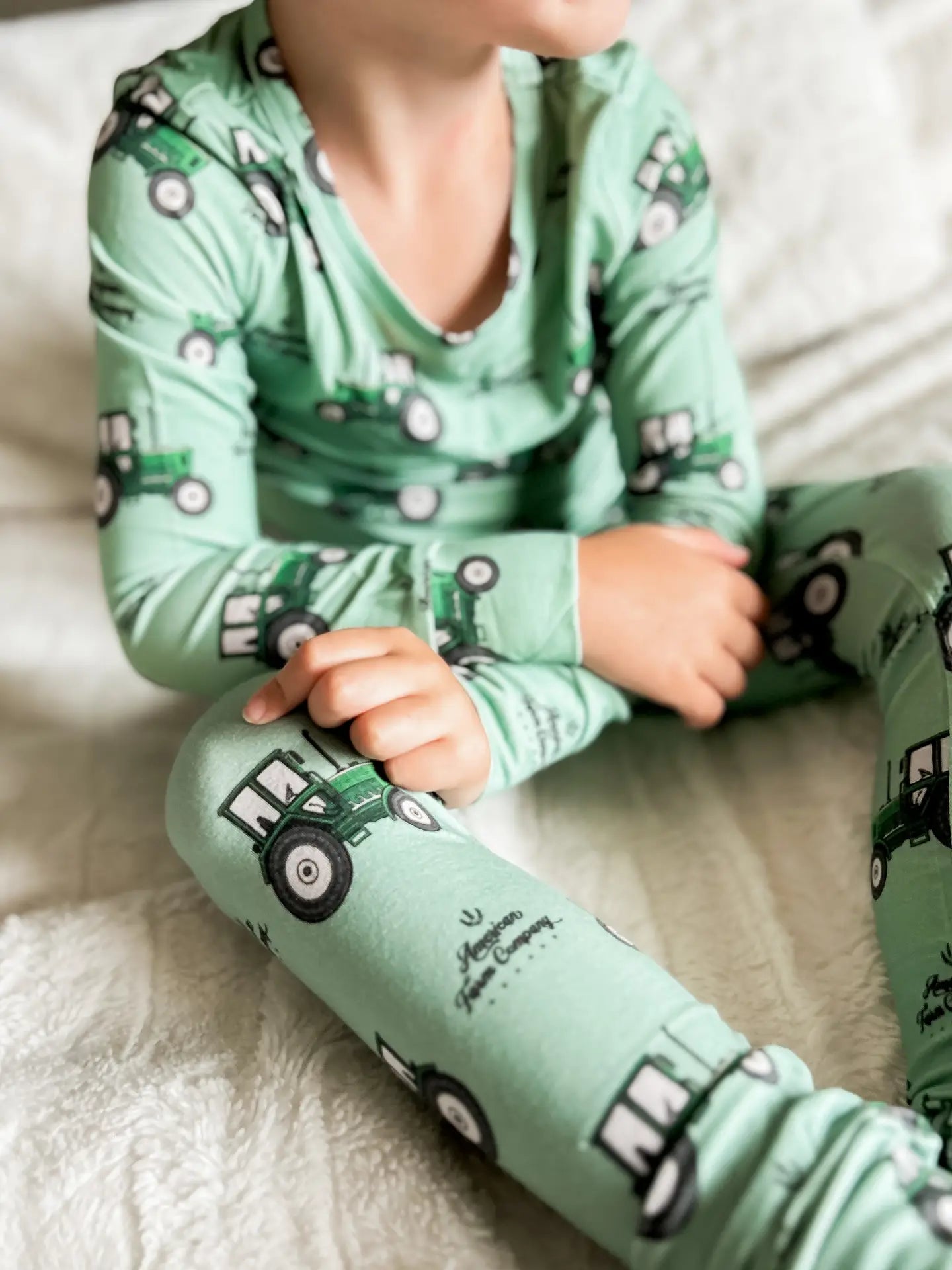 Bamboo Afc Green Tractor Toddler Pajamas