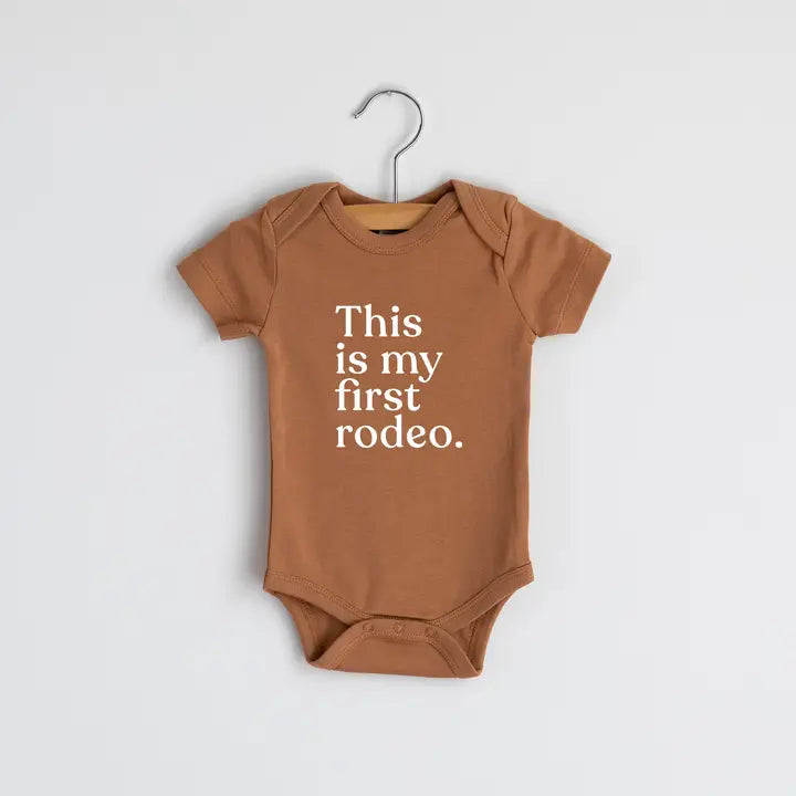 Camel Organic This Is My First Rodeo Modern Baby Bodysuit