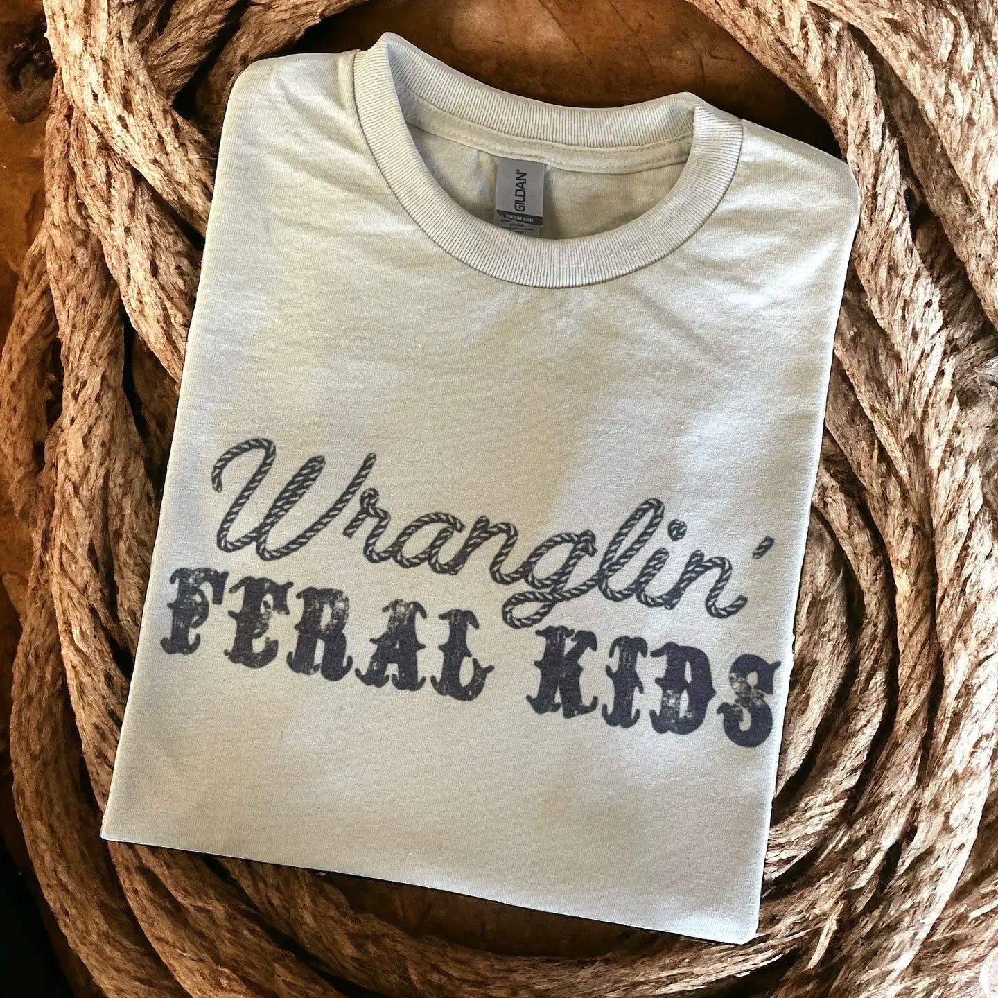Wholesale Wranglin' Feral Kids Western Country Mom T Shirt