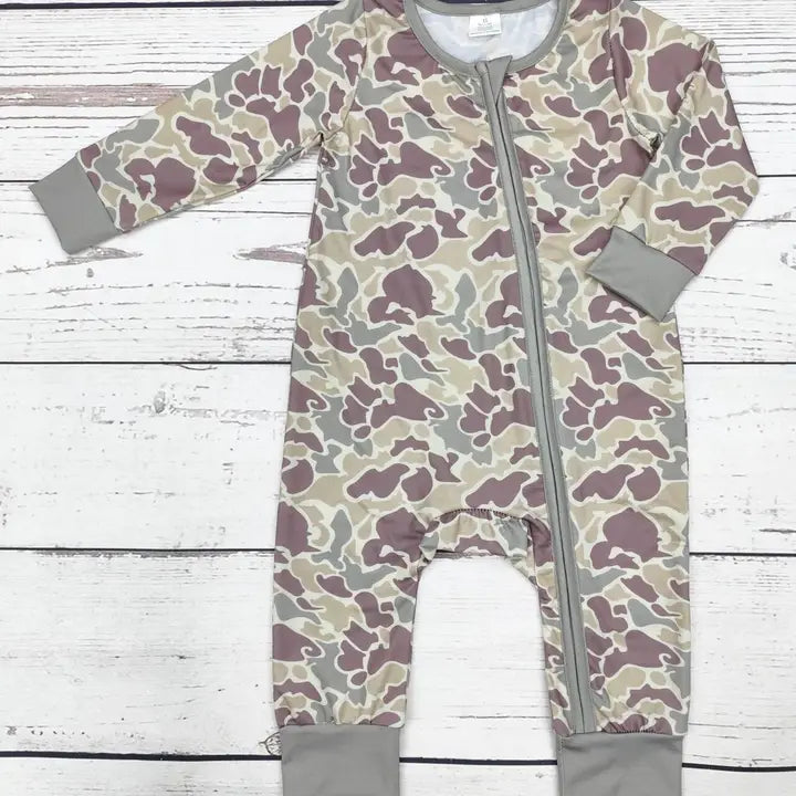 Baby Camouflage Print Zip Sleeper