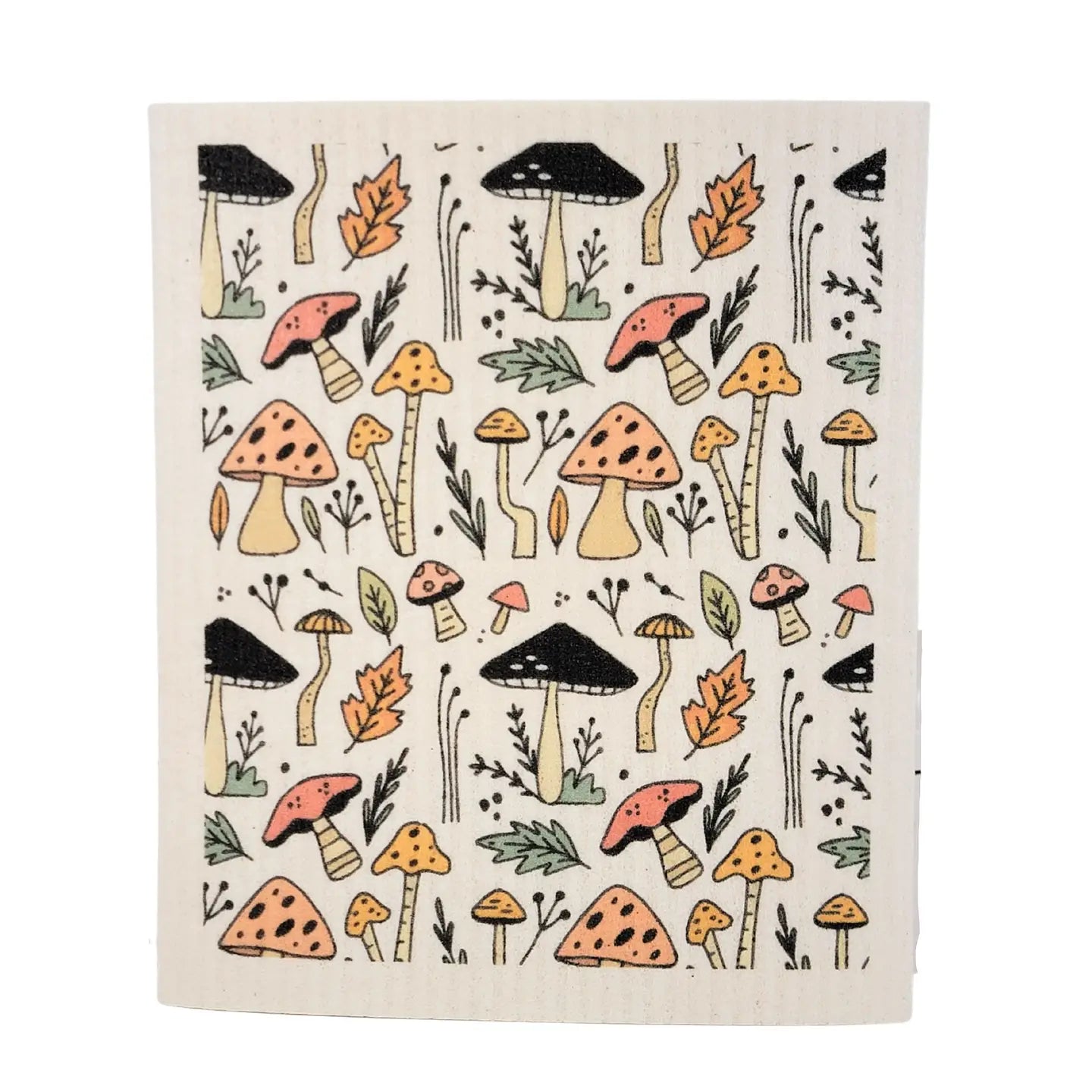 Summer Mushroom Patterned Swedish Dishcloth