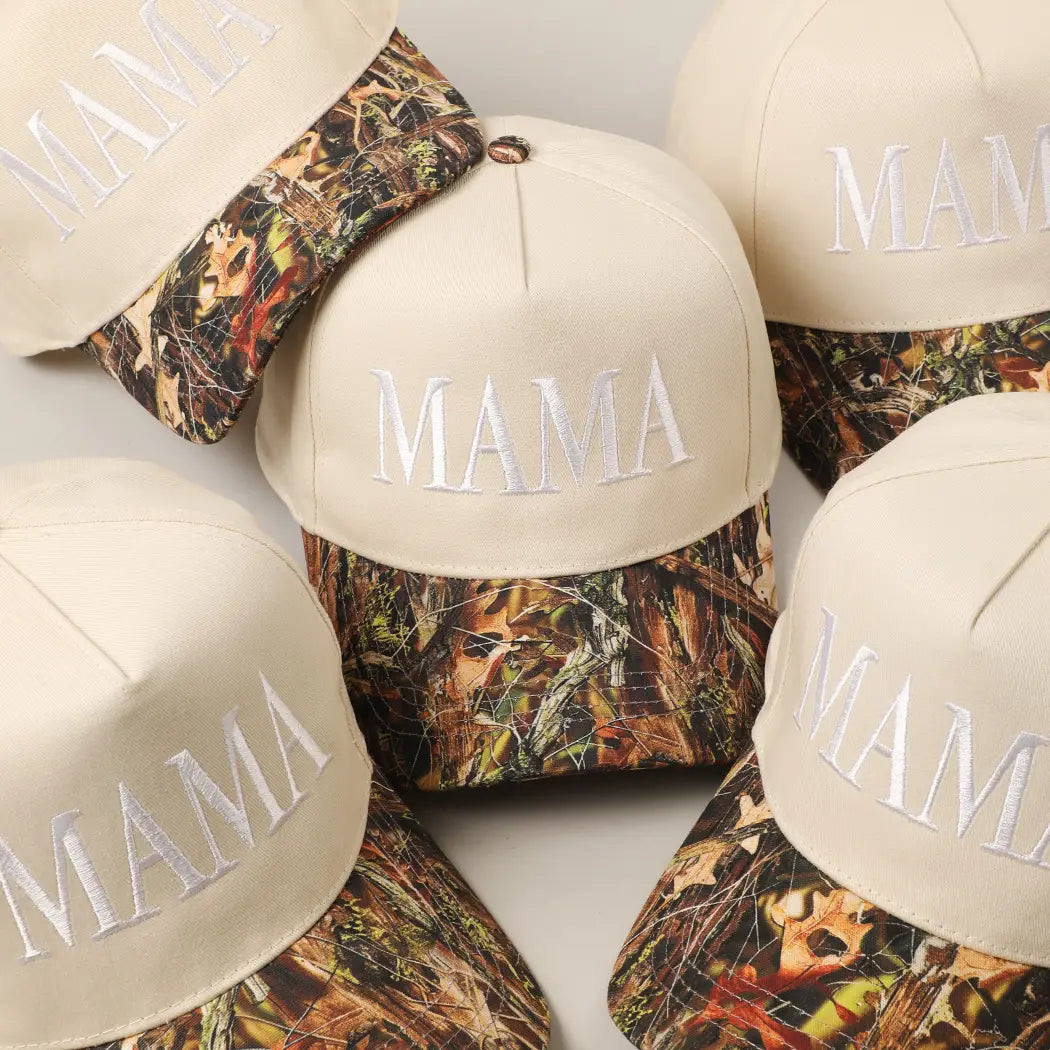 MAMA Letter Embroidery Camo Two-Tone Trucker Hat