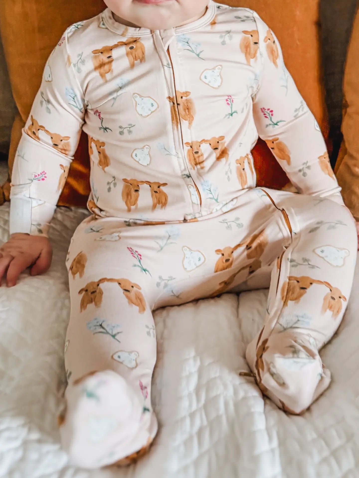 Afc Jersey Calves & Ear Tags Bamboo Baby Footed Pajamas