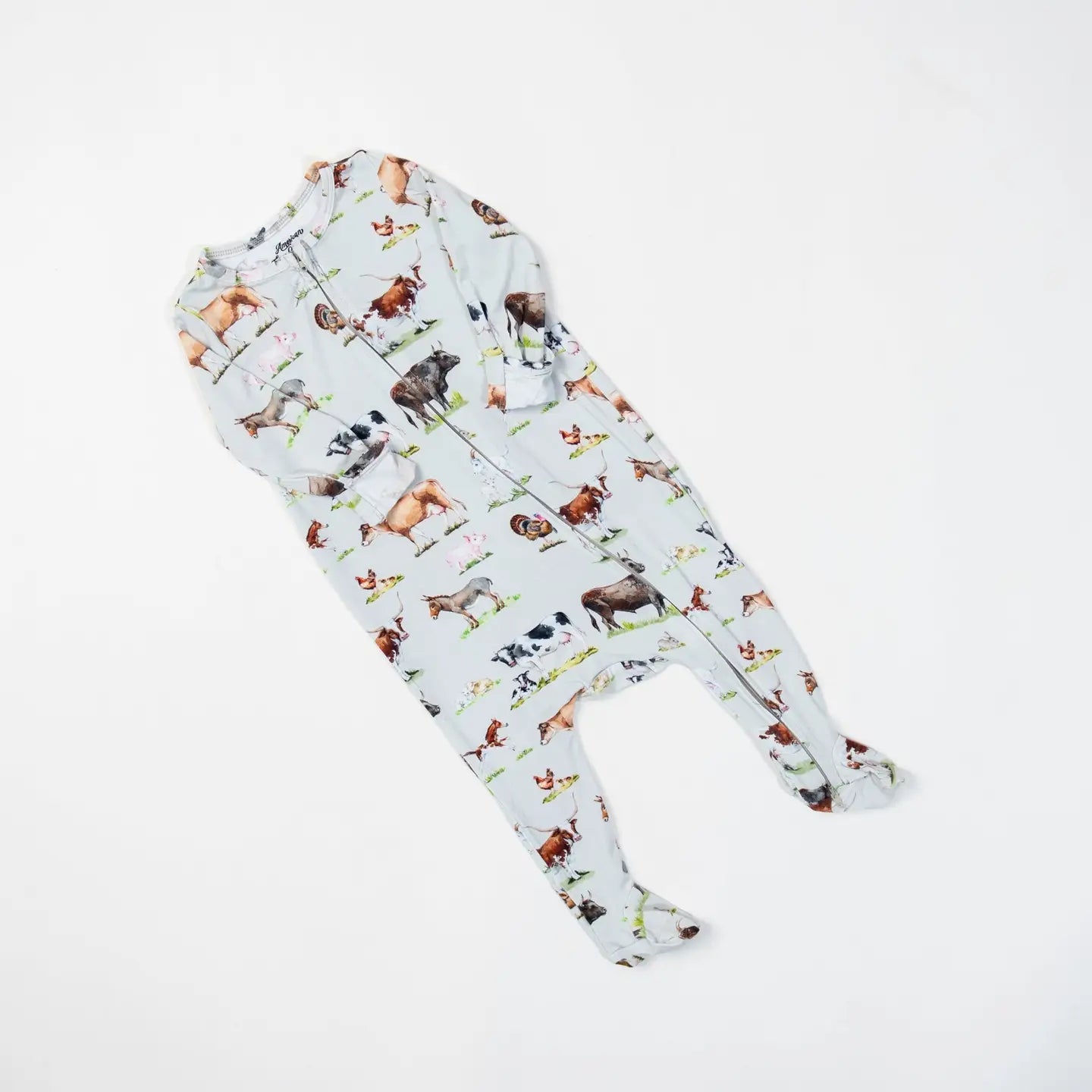 Afc Watercolor Animals Baby Footed Bamboo Pajamas