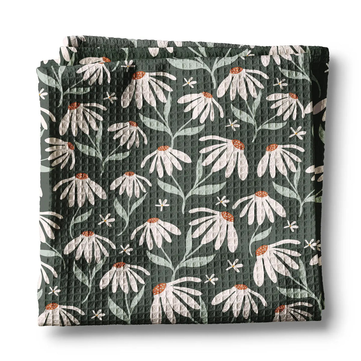 Neutral Boho Floral Waffle Kitchen Towel