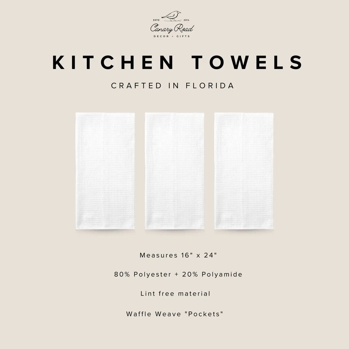 Neutral Boho Floral Waffle Kitchen Towel