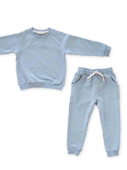 French Terry Sweatshirt + Jogger Matching Set | Dusty Blue