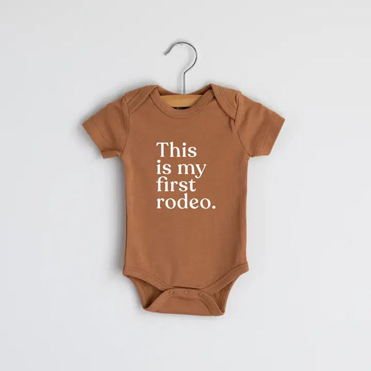 Camel Organic This Is My First Rodeo Modern Baby Bodysuit