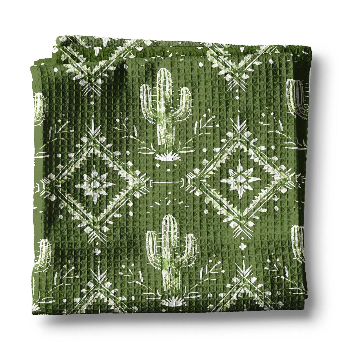 Retro Cactus Kitchen Waffle Towel