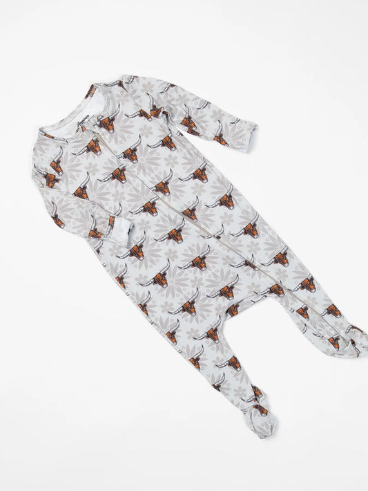 Afc Western Cow Baby Footed Bamboo Pajamas