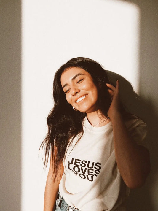 Sand Tan- Jesus Loves You Tee