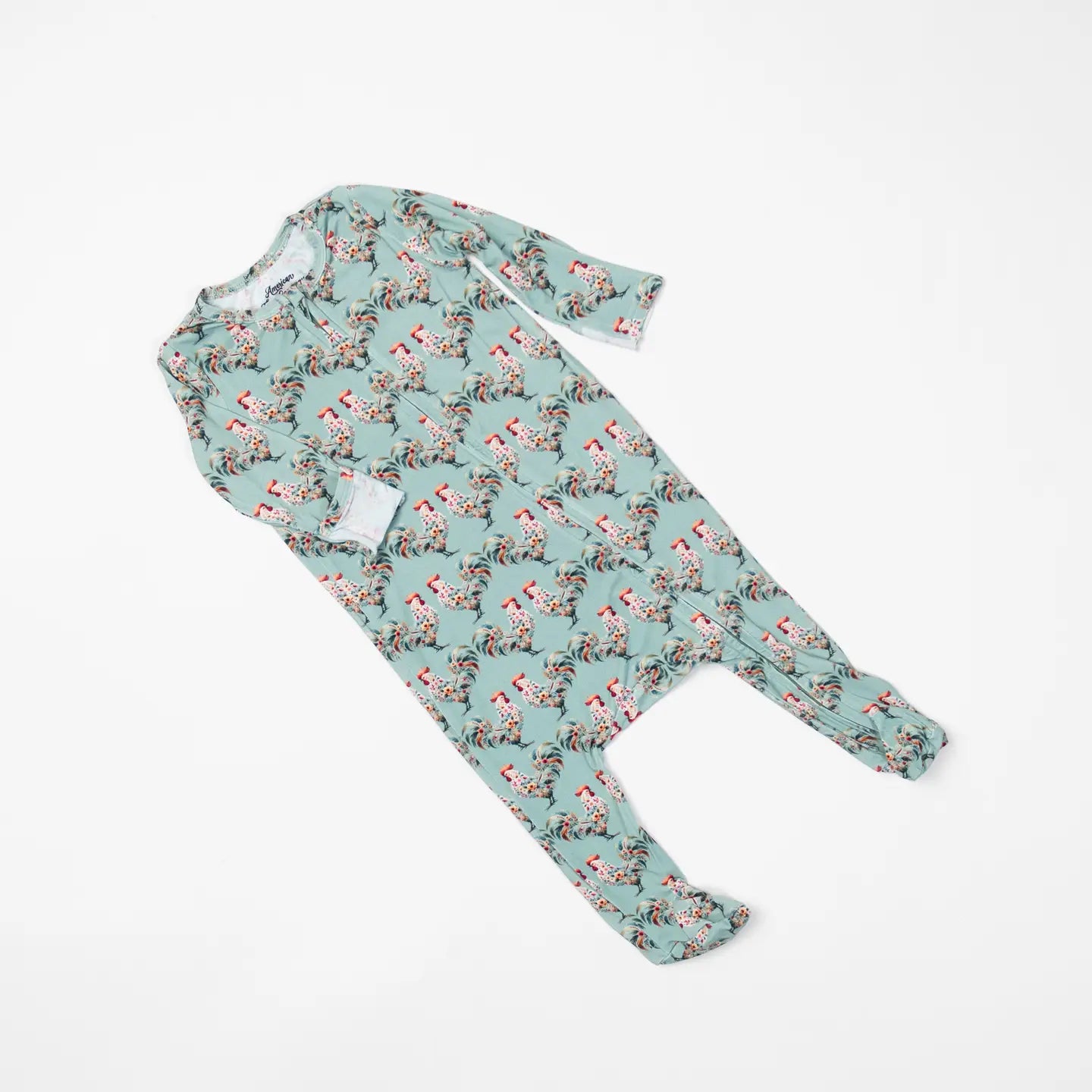 Afc Floral Chicken Baby Footed Bamboo Pajamas