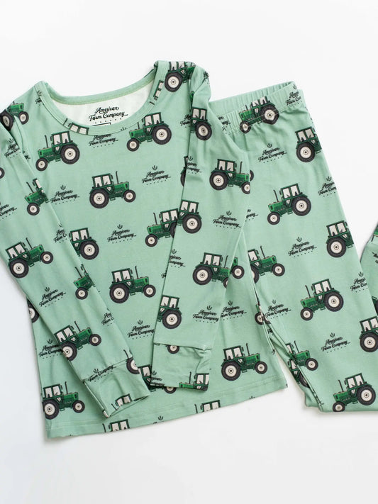 Bamboo Afc Green Tractor Toddler Pajamas