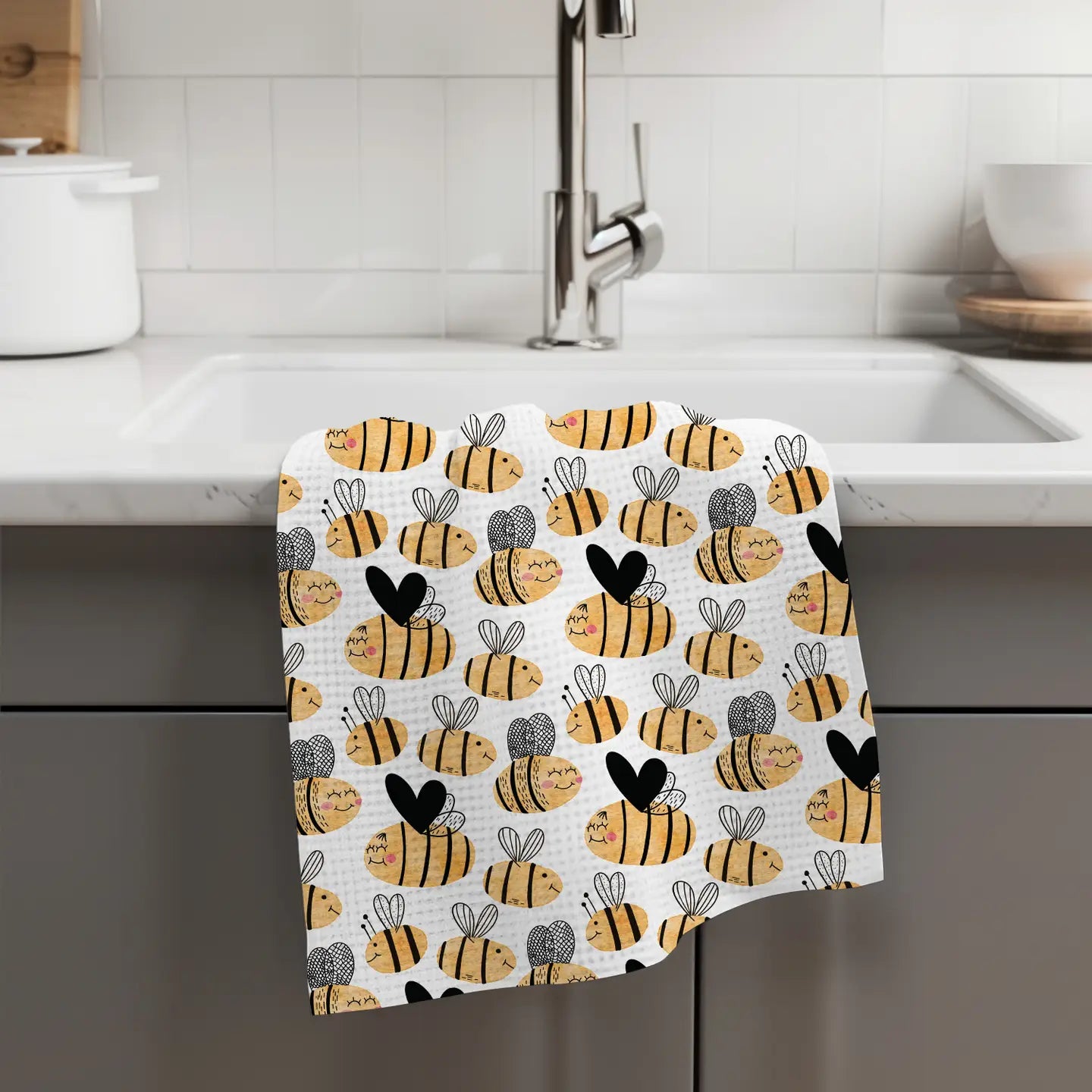 HoneyBee Summer Kitchen Waffle Towel
