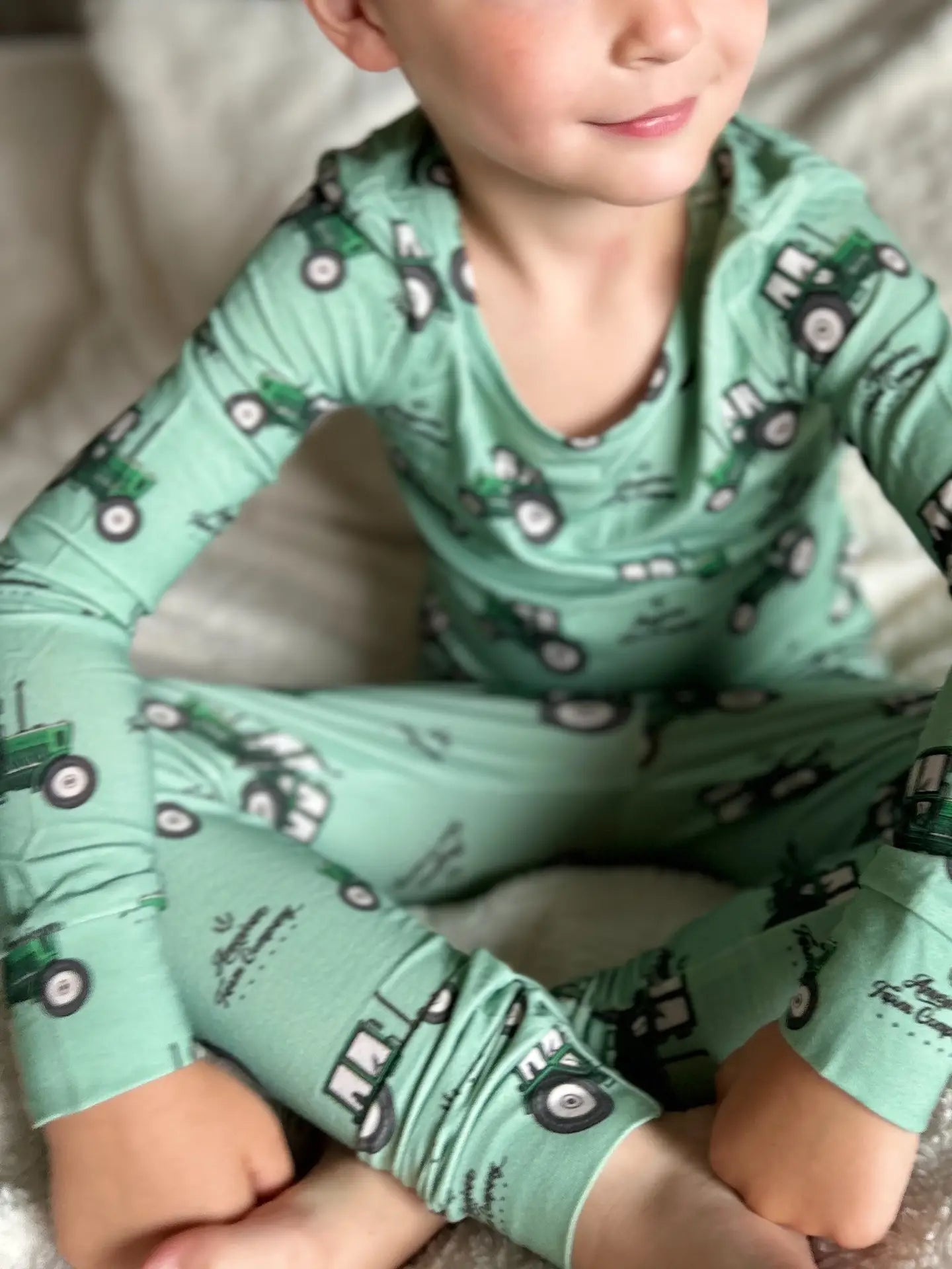 Bamboo Afc Green Tractor Toddler Pajamas