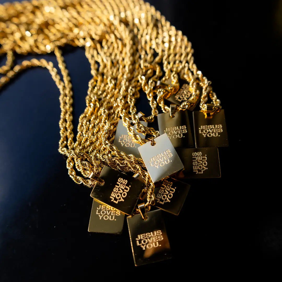 Jesus Loves You 18K Chain Necklace