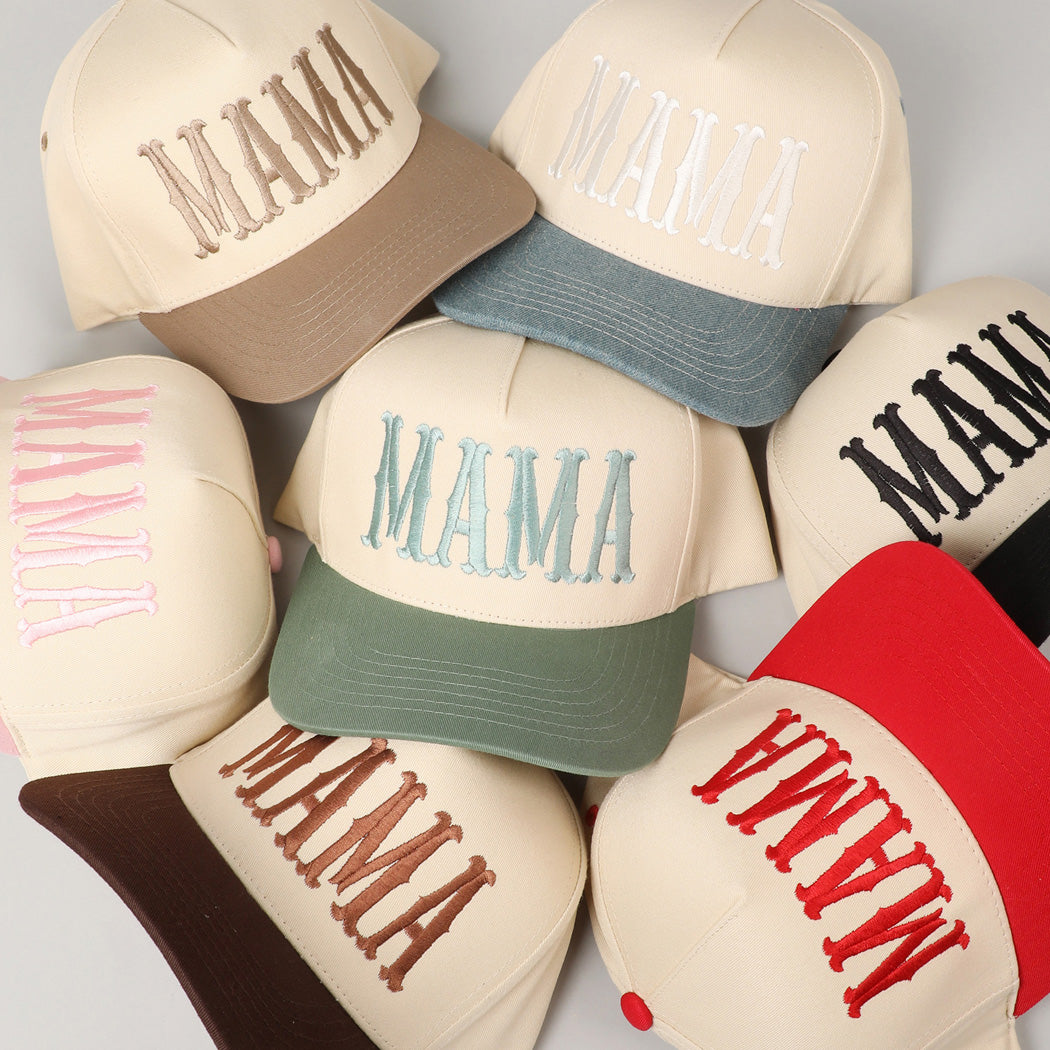 Mama Typographic Design Embroidery Baseball Cap